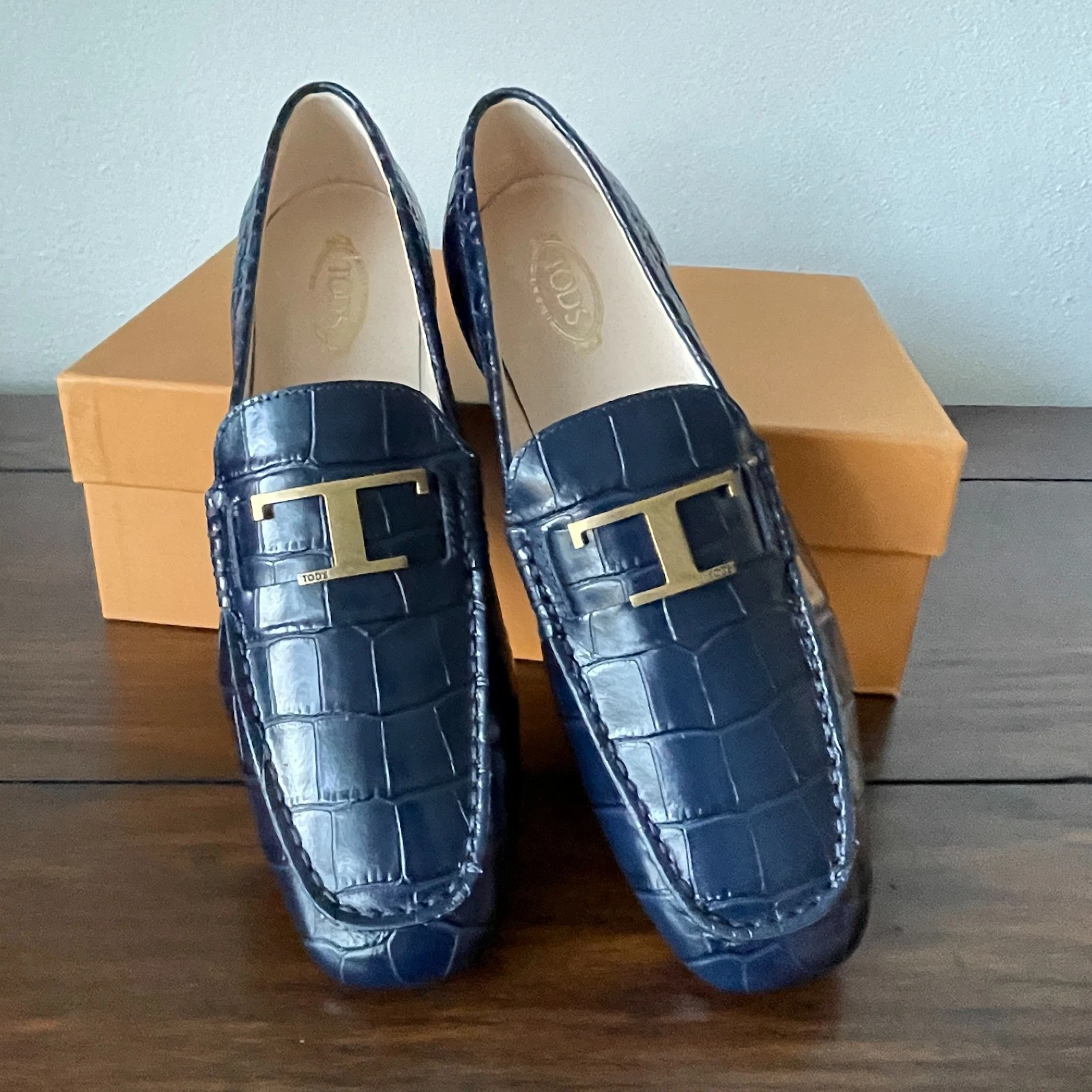 TOD’S Tod's XXW20C0CX50WENU824 scarpa mocassino blu navy pelle verniciata T ottone taglia 39 5