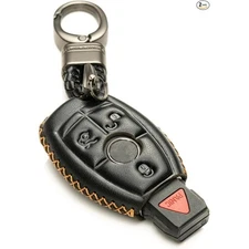 Leather Keyless Entry Remote Control Smart Key Case Cover Compatible with Black