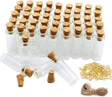 100 Pcs 2Ml Mini Glass Bottles with Cork Stoppers, 20 Meters Twines, Tiny Jars
