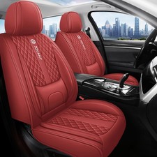 Luxury Nappa Leather Car Seat Covers With Lumbar Support Full Set Universal Fit