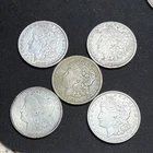 Morgan Silver Dollar Lot of 5 Circulated $1 Coins 1880-1921 Denver 0.9 Fine