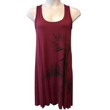 Karen Kane Womens Burgundy Palm Leaf Tank Dress High-Low Sz 1X Beach Resortwear