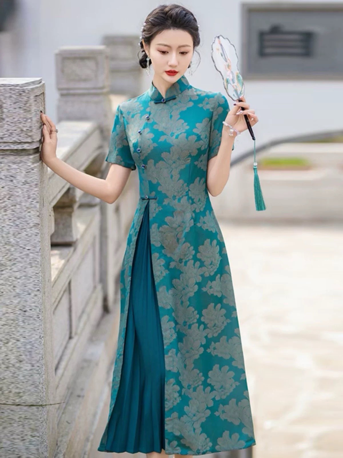 A34 2026 New Summer Modern Ao Dai Dress Cheongsam Elegant Vintage Chinese Style