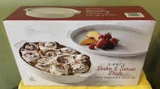 Over And Back Porcelain 2 Piece Bake And Serve Dish With Versatile Tray Lid New