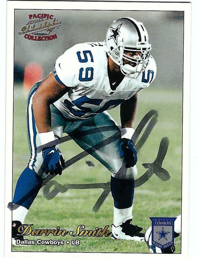 Signed 1997 Pacific Collection Darrin Smith Dallas Cowboys card #85 w/COA