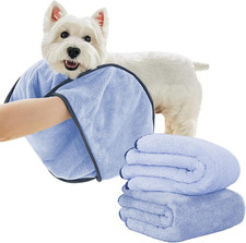 Dog Towels for Drying Dogs Small Medium Large, 2 Pack Dog Cat Drying Bath Towel