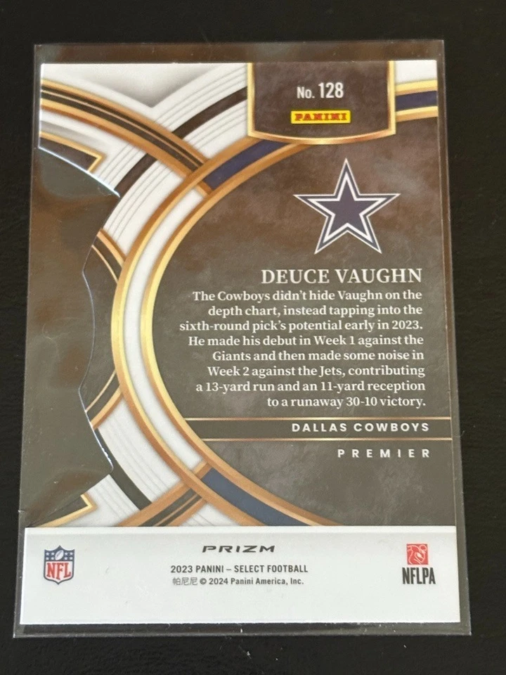 Deuce Vaughn 2023 Panini Select Premier Die-Cut Gold & Black Rookie Card #128 - Image 2 of 2