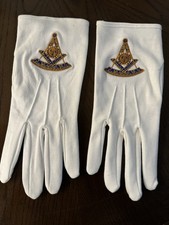 MASONIC FREEMASONS PAST MASTER EMBROIDERED DRESS GLOVES LG - 2XL Sizes