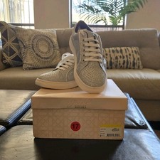 Jewel by Badgley Mischka Silver Rhinestone Lace-Up Cushioned Sneaker