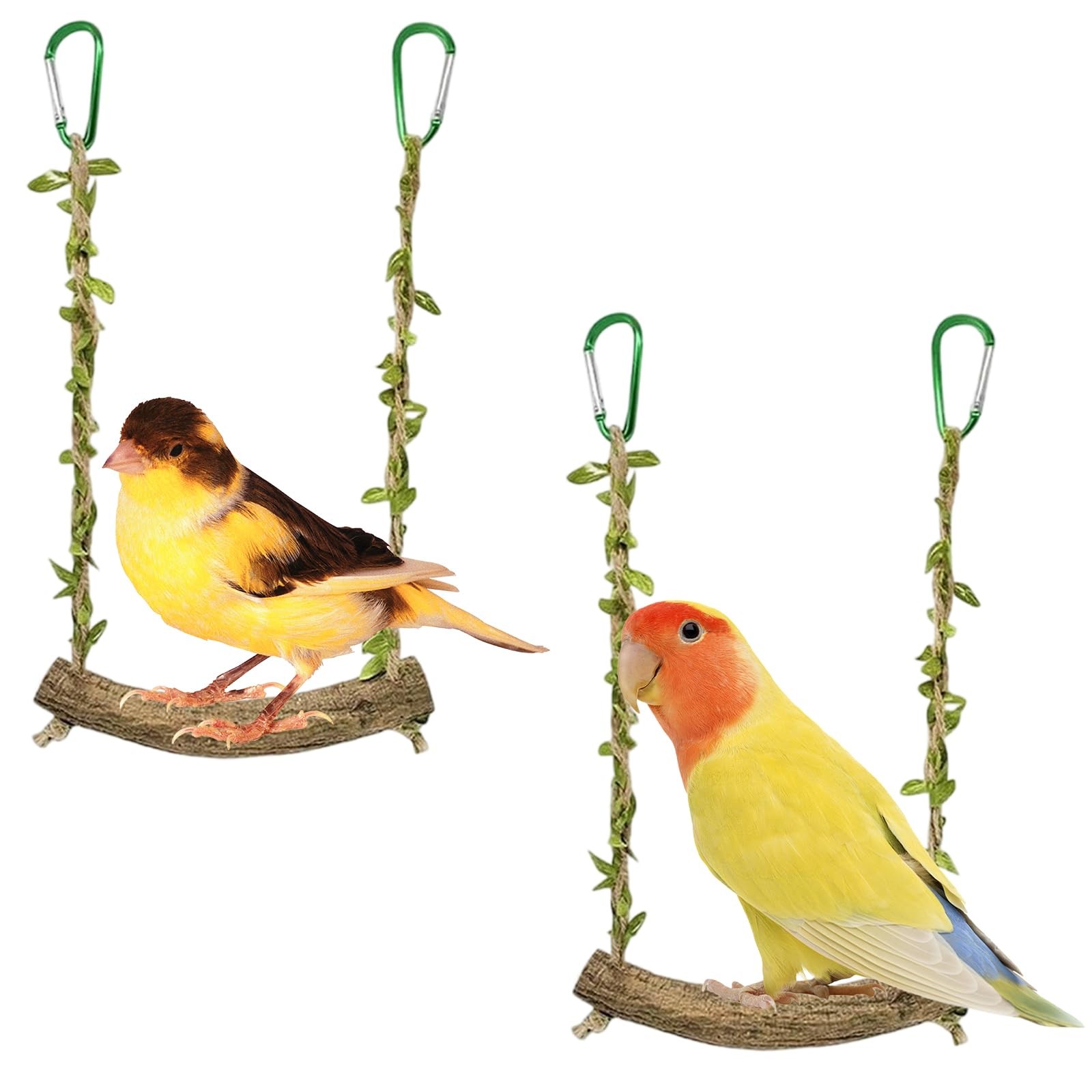 Jouet Perruche et Perchoir Perroquet - 2 Pièces Balançoire pour Oiseaux de Cage