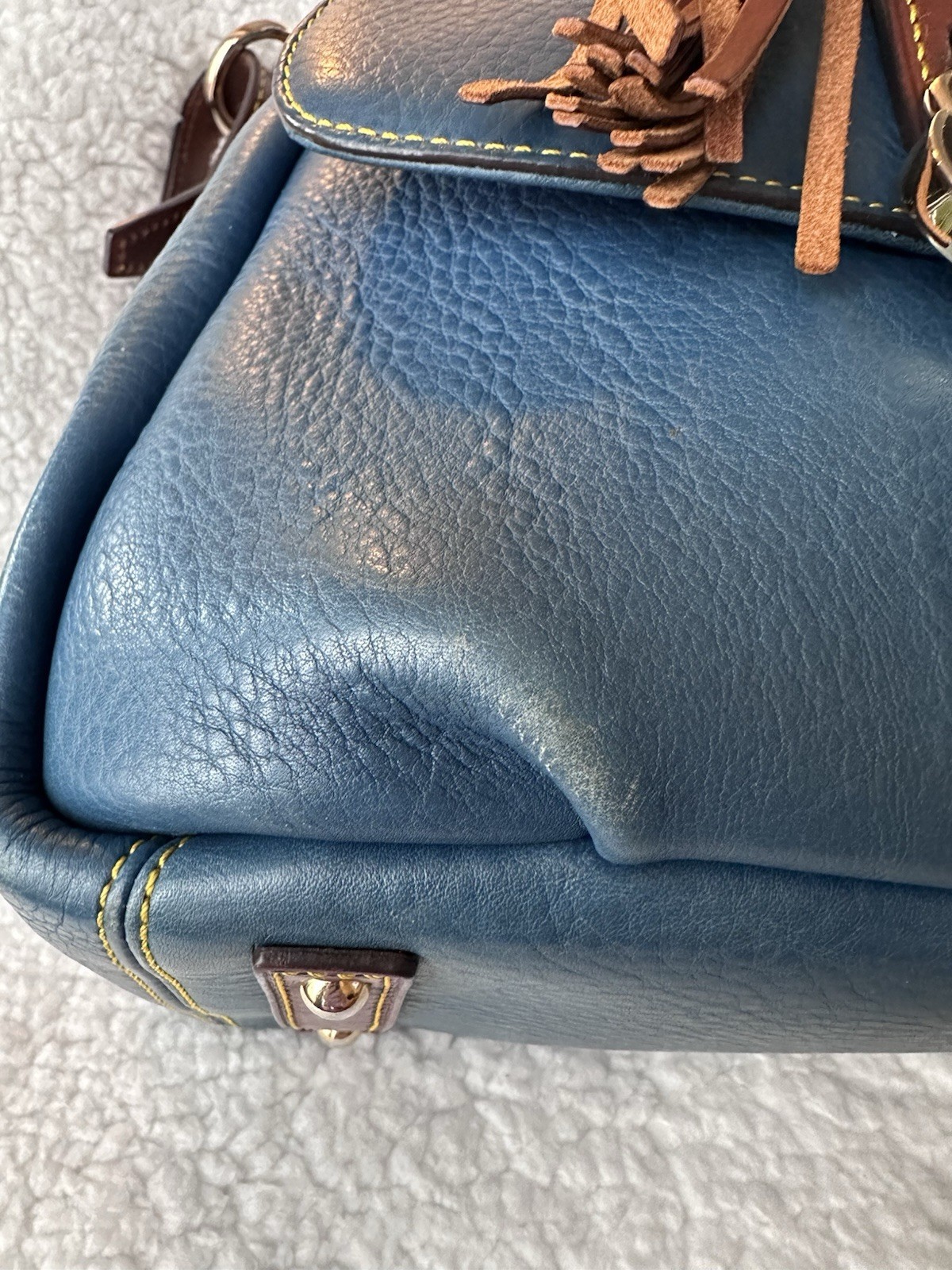Dooney Bourke Blue Leather Drawstring Bucket Bag - image 13