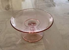 VTG Pink Depression Glass 5.5” Wide 2.5” Tall Pedestal Compote Candy Cheese
