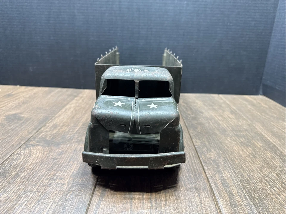 Camión de transporte TX-163 VINTAGE AÑOS 40 ACERO PRENSADO ESTAÑO MARX EJÉRCITO DE EE. UU. Foto 4 de 4