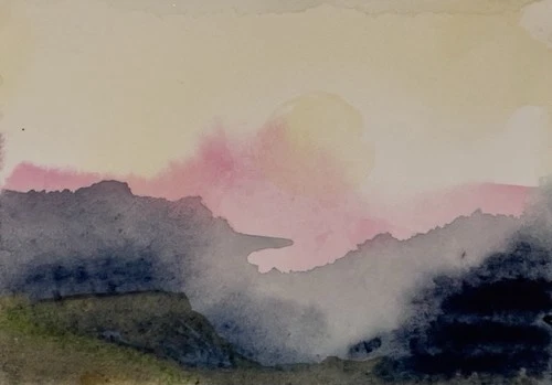 Aceo Original  Abstract  Watercolor Painting Heather Vilbrin