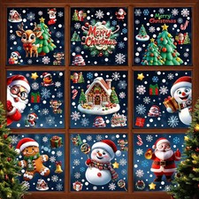 10 Sheets 300Pcs Christmas Window Clings Decals Static Window Stickers for Chris