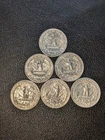 Washington Quarters - 1964 D - Lot of Six (6) 90% Silver Coins, Circulated