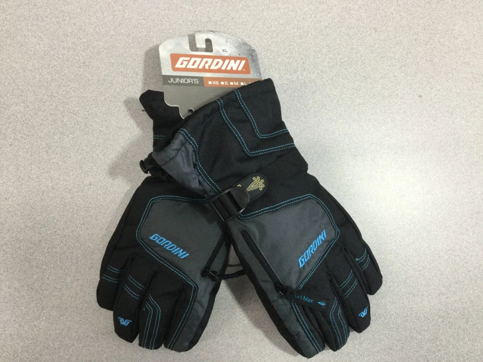 GORDINI JUNIOR'S 5-FINGER GLOVE - BLACK / DARK GREY / TEAL - XL