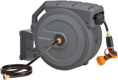 Giraffe Tools Retractable Hose Reel 1/2 x130 FT PRO Metal Bracket