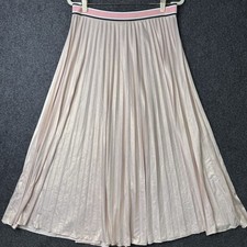 Mystree Pink Metallic Pleated Midi Skirt M Coquette Balletcore A-Line