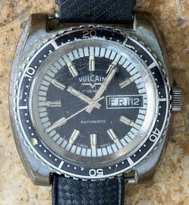 Rare Working 1960's VULCAIN H73.117 Vintage 20ATM/600ft Diver Automatic Watch