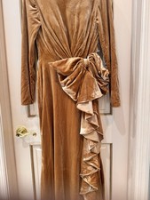 Long Sleeve Velvet Gold Gown Size 6