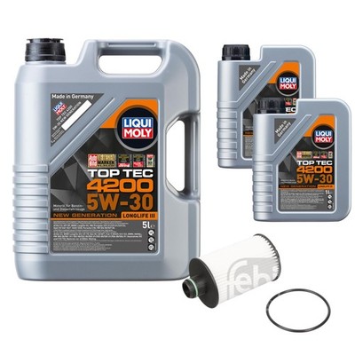 FEBI BILSTEIN Ölfilter 7L Liqui Moly Top Tec 4200 5W-30 für Opel Antara L07 2.2