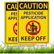 2 Pack Caution Pesticide Keep off Yard Sign with Metal Stake,12.6" x 9.5"