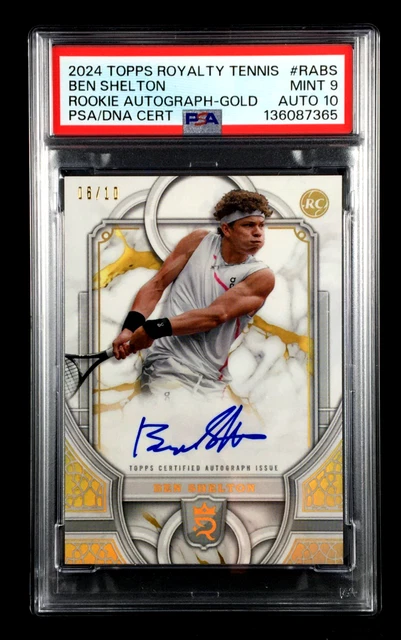 PSA 9 10 Ben Shelton 2024 Topps Royalty Tennis ROOKIE AUTOGRAPH Gold /10 Auto
