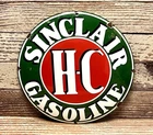 Vintage Sinclair HC Gasoline Porcelain Domed Gas Pump Plate Sign