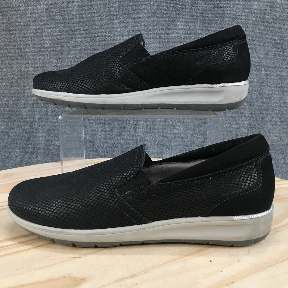 Walking Cradles Shoes Womens 8.5 M Black Slip On Sneakers Leather Comfort Low - Image 2 of 4