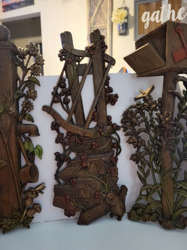 Vintage Burwood Products Farmhouse Wall Decorations 3 Piece Set - Picture 3 of 13