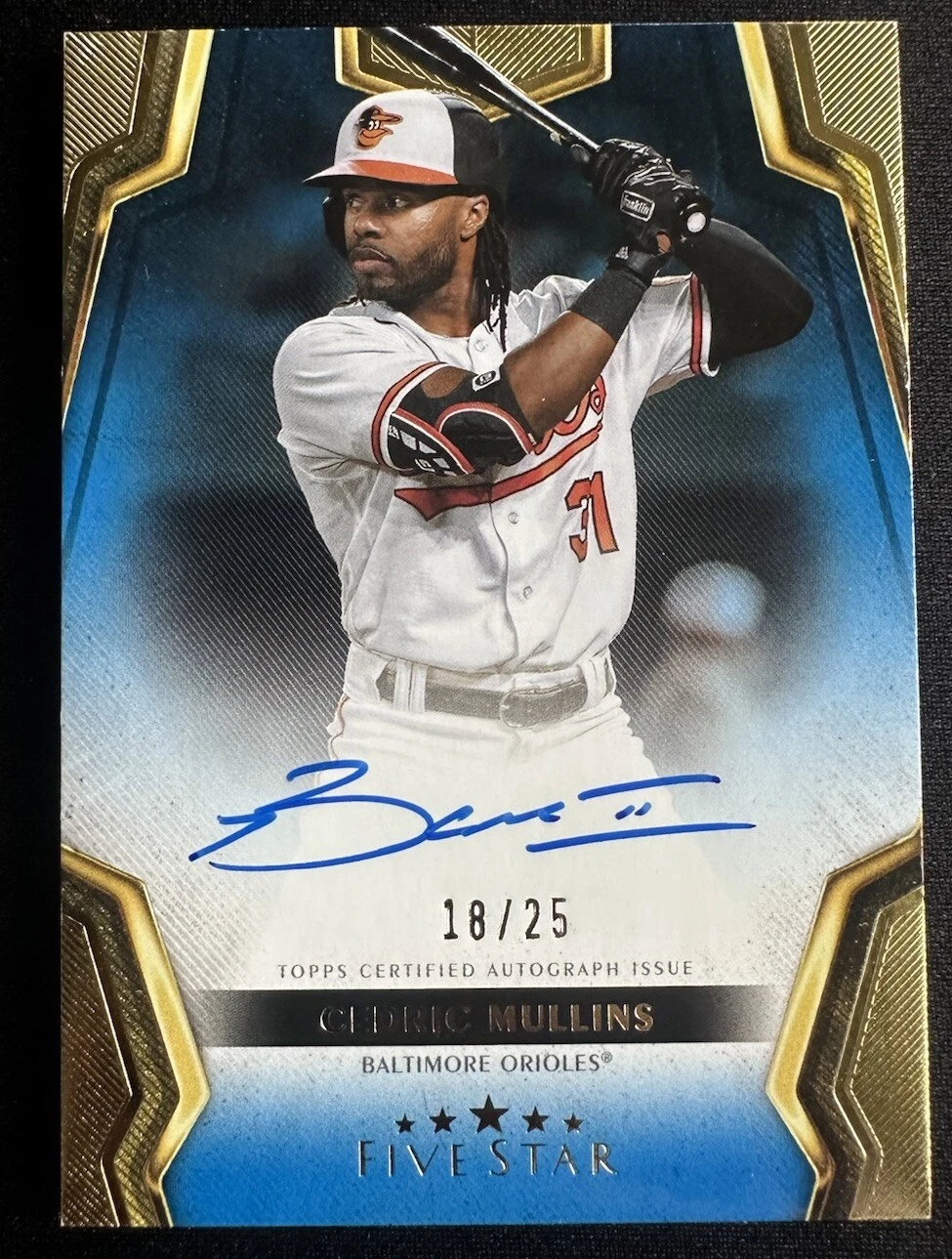 2024 Topps Five Star Cedric Mullins 5 Star Career Autograph Blue 18/25 Orioles