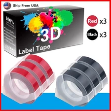 (3Red+3Black) LabelTape For Dymo S0720020 1540 Dymo 15447 Label Makers