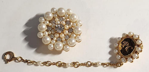 Vintage AVON Brosche Anstecknadel goldfarben Kunstperlen abnehmbar 2 Stück 1999-2000 - Bild 4 von 5