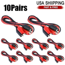 10Pairs 16GA Dual Red & Black Test Leads with Alligator Clips Jumper Cable Wire