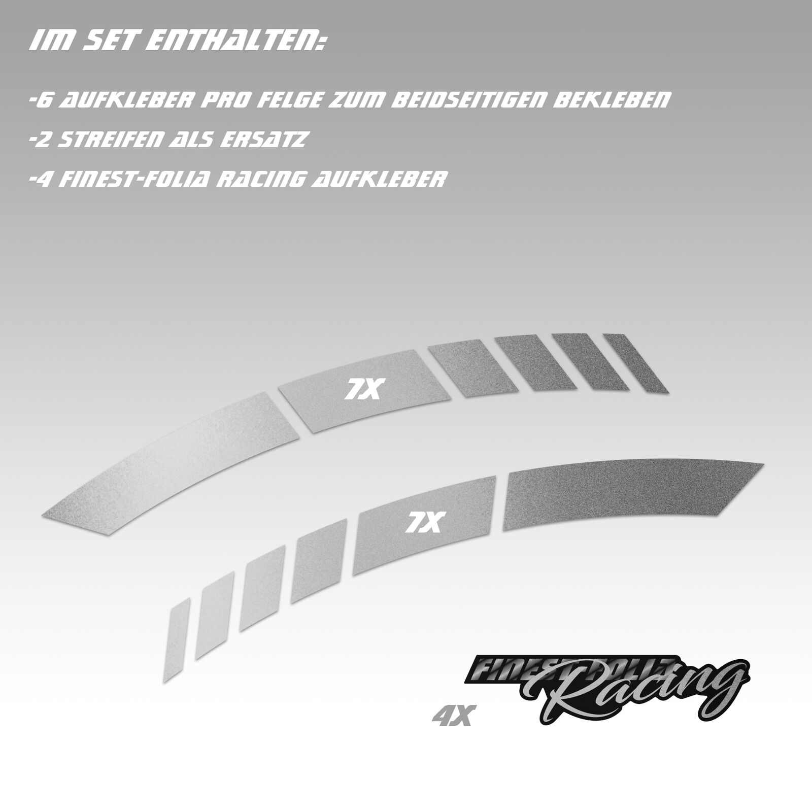 Felgenrandaufkleber GP Design Silber Metallic Motorrad Felgenbett MR020-09