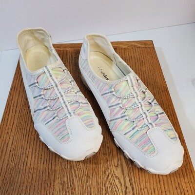 Comfortview Tory Sneakers Women Size 9.5M White Pastels Silver Glitter Comfort
