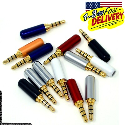 Lot 3.5mm (4 Pole) Male Repair headphone Jack Plug Metal Audio