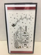 Christmas Cards Glitter House & Santa Claus Sleigh Flying  16 Cards NEW