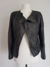 Women's Lily White Leather Look Biker Jacket Small