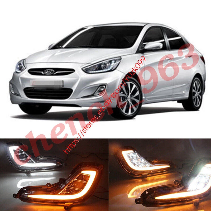 Светодиодные противотуманные фары дневные ходовые огни для седана хэтчбека Hyundai Accent 12-15 левая и правая - Изображение 3 из 4