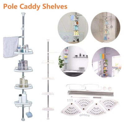 Corner Shower Caddy Tension Pole Organizer Shower Basket Shelves for Bathtub