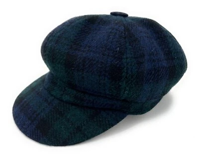 Women's Harris Tweed Black Watch Tartan Baker Boy Cap One Size 56 cm - 61 cm - Image 1 of 2