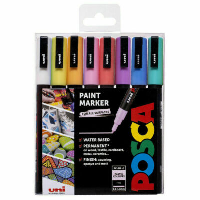 Uni POSCA PC-3M Painting Markers, Pastel Colours (Set Of 8)