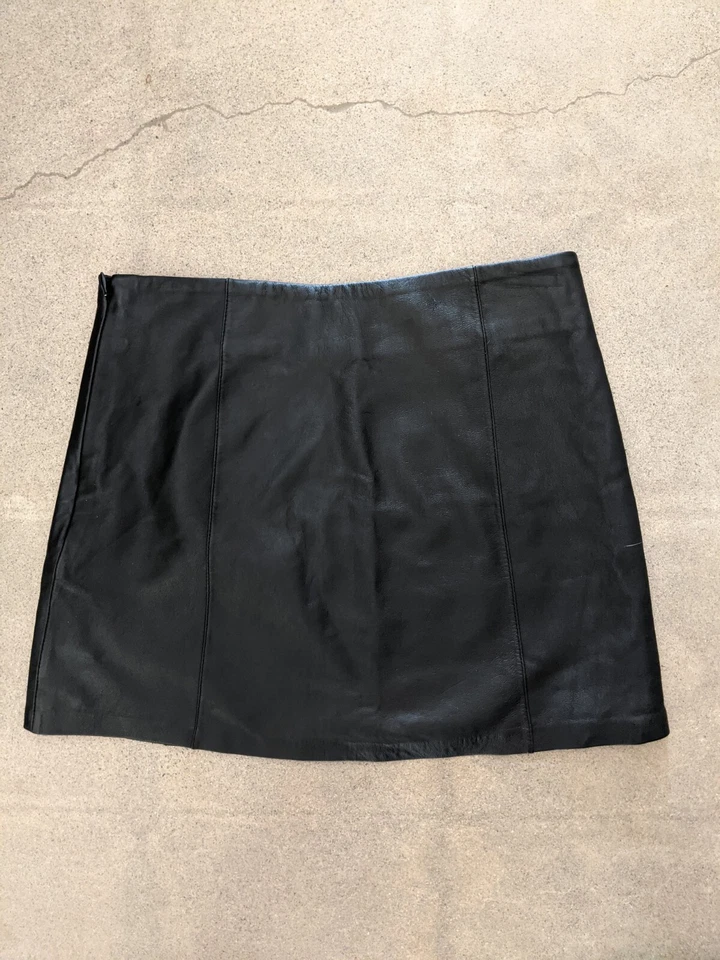 T by Alexander Wang Cuero Negro Piel de Cordero Cintura Alta Mini Talla XS Foto 2 de 4