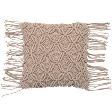 French Connection Avery Woven Macramé Tassel Fringe Throw Pillow Blush Pink