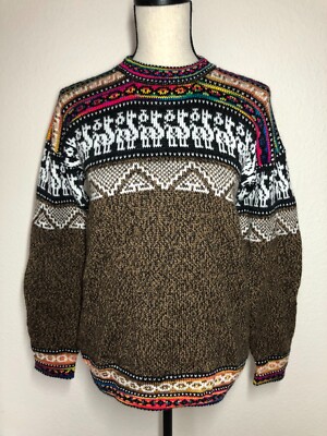 Alpaca Jumper Peru, Womens 42 / M Mens 48 / M Knit Sweater Jacket Wool *916