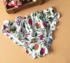 Women  s 100 Silk Pantie Brief Ruffled Knicker Floral Print Silk Underwear M