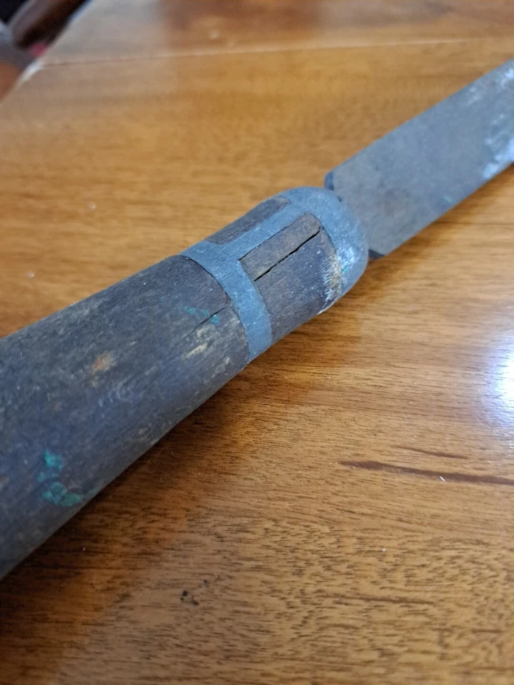 Primitive Antique Kearney & Foot Rasp File Metal Collar w Turned Wood - Image 4 of 4