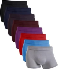Men's Underwear Soft Bamboo Viscose Boxer Briefs Stretch Trunks Pack